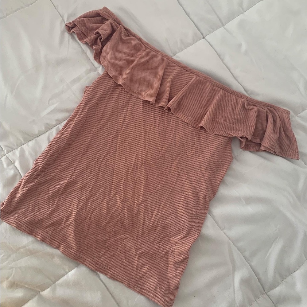 Pink ruffle top